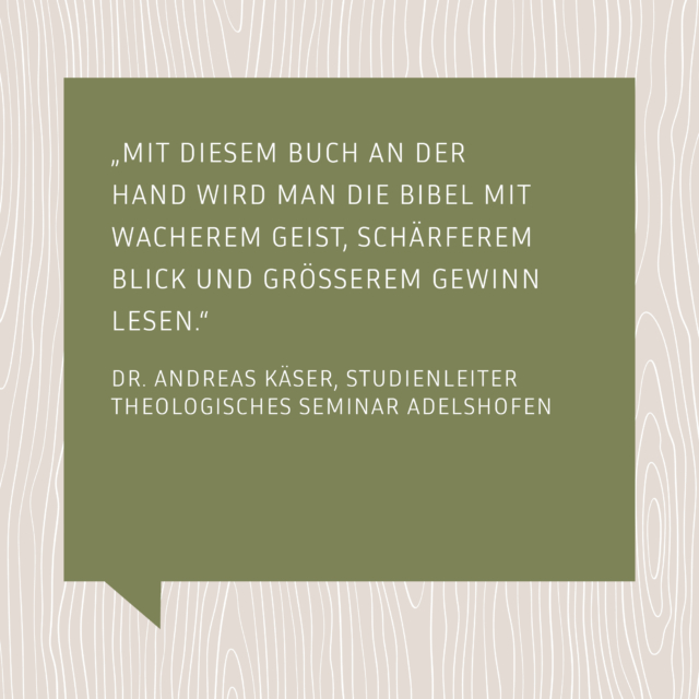 Lieber Dr. Andreas Käser, vielen Dank für die tolle Empfehlung des Buches "Die roten Fäden der Bibel entdecken"

„Dieses Buch hilft, die roten Fäden der Bibel zu entdecken. Leicht verständlich, gibt Marcus Heckerle Einblicke in Inhalt, Struktur und die wichtigsten theologischen Themen aller biblischen Bücher. 
Er zeigt spannende innerbiblische Linien, thematische Zusammenhänge sowie Anknüpfungen des Neuen ans Alte Testament auf.
Mit diesem Buch an der Hand wird man die Bibel mit wacherem Geist, schärferem Blick und größerem Gewinn lesen.“

Dr. Andreas Käser, Studienleiter Theologisches Seminar Adelshofen

#bibel #pojektb18 #neufeldverlag